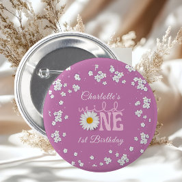 パープルダイジーワイルド1歳の誕生日  缶バッジ