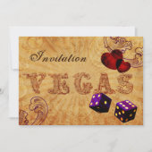 パープルダイス ヴィンテージ ヴェガス ウェディング 招待状 (正面)