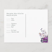 パープルダイナスティダークフローラバジェットウェディングRSVP ポストカード (裏面)