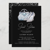 パープルダイヤモンドがきらきらと輝くスイート16の誕生日 招待状 (正面/裏面)