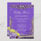 パープルダイヤモンドのキンセアニエラとスイート16 招待状 (正面/裏面)