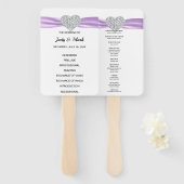 パープルダイヤモンドハート結婚式 プログラム ハンドファン (正面&裏面)