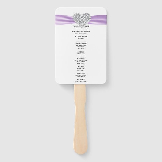 パープルダイヤモンドハート結婚式 プログラム ハンドファン (裏面)