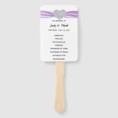 パープルダイヤモンドハート結婚式 プログラム ハンドファン (正面)