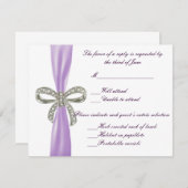 パープルダイヤモンドボウ結婚の応答カード 出欠カード (正面/裏面)