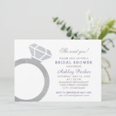 パープルダイヤモンドリングや輪結婚グリッターブライダルシャワー 招待状 (スタンド正面)