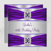 パープルダイヤモンド40th誕生日招待状 招待状 (正面/裏面)