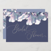 パープルダスエレガントティブルーシルバーブライダルシャワー 招待状 (正面/裏面)