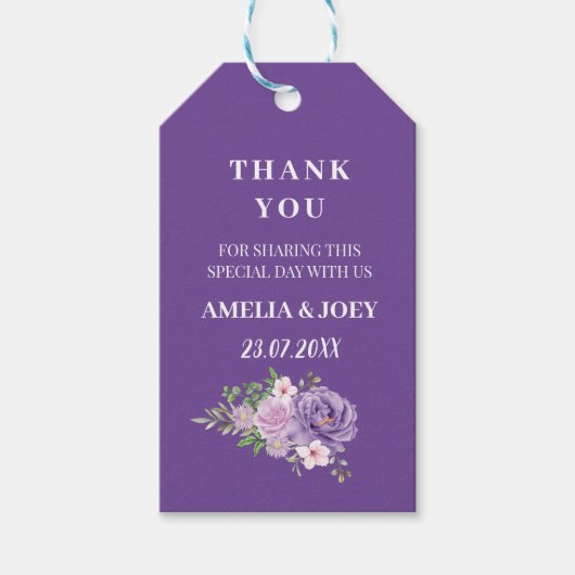 パープルダスティバラ結婚フローラ ギフトタグ (正面)