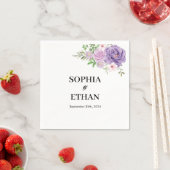 パープルダスティバラ結婚フローラ スタンダードカクテルナプキン (インサイチュ)