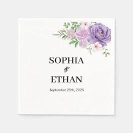 パープルダスティバラ結婚フローラ スタンダードカクテルナプキン