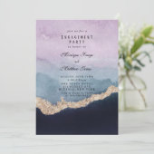 パープルダスティブルーアゲート金ゴールド婚約パーティ 招待状 (スタンド正面)