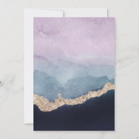 パープルダスティブルーウォーターカラーアゲートウェディングシャワー (裏面)