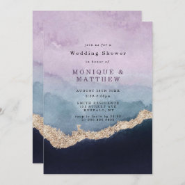 パープルダスティブルーウォーターカラーアゲートウェディングシャワー