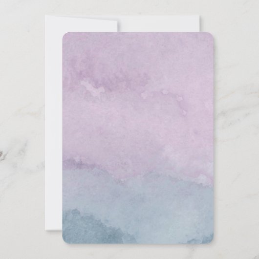 パープルダスティブルーウォーターカラーアゲートブライダルシャワー 招待状 (裏面)