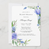 パープルダスティブルーハイアシントピーニーブライダルシャワー 招待状 (正面)