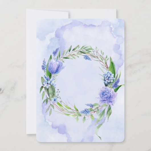 パープルダスティブルーヒアシントピーニーブライダルシャワー 招待状 (裏面)