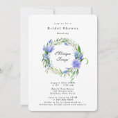 パープルダスティブルーヒアシントピーニーブライダルシャワー 招待状 (正面)
