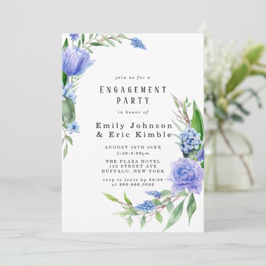 パープルダスティブルーヒアシントピーニー婚約パーティ 招待状 (スタンド正面)