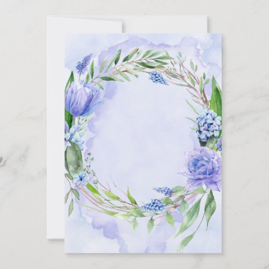 パープルダスティブルーヒアシントピーニー婚約パーティ 招待状 (裏面)