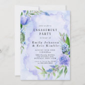 パープルダスティブルーヒアシントピーニー婚約パーティ 招待状 (正面)