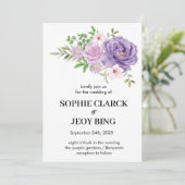 パープルダスティーローズの花の結婚式 招待状 (スタンド正面)