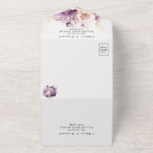 パープルダスティー赤面ピンク結婚フローラ オールインワン招待状 (外側)