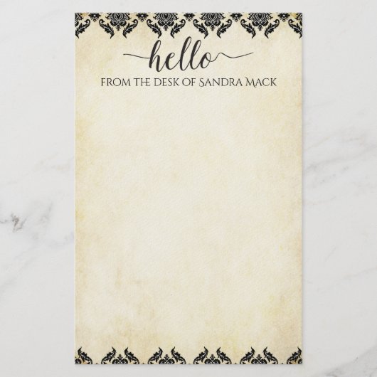 パープルダマスクのウォームグレー100%リサイクル紙 便箋 (正面)