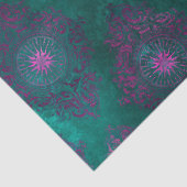 パープルダマスクのティール（緑がかった色）デコパージュ 薄葉紙 (詳細)