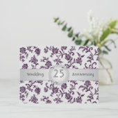 パープルダマスクの花、25周年結婚記念日 招待状 (スタンド正面)
