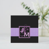 パープルダマスクウェディングセット 招待状 (スタンド正面)