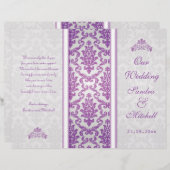 パープルダマスクオンシルバー結婚式 プログラム (正面/裏面)