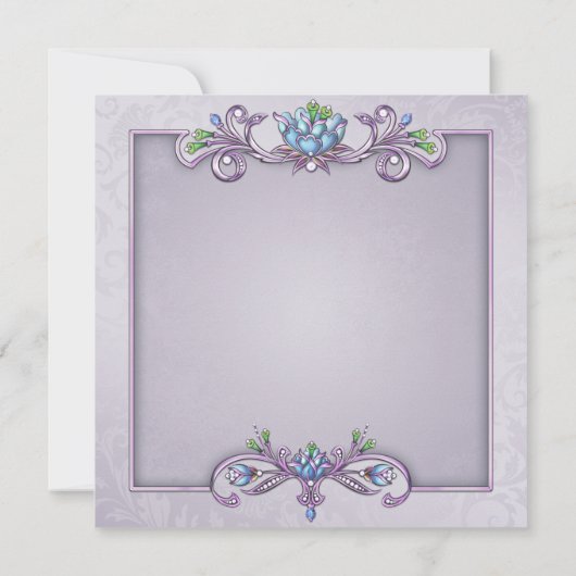 パープルダマスククロスガールズファースト聖餐式 招待状 (裏面)