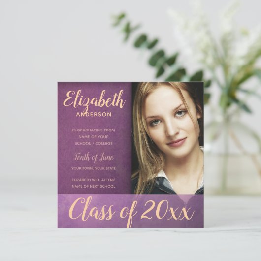 パープルダマスクグランジ卒業発表 案内状 (スタンド正面)