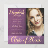 パープルダマスクグランジ卒業発表 案内状 (正面)