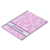 パープルダマスクシルバーモノグラム ノートブック (左側)