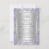 パープルダマスクティアラプリンセスベビーシャワー招待状 招待状 (裏面)