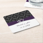 パープルダマスクディアマ結婚ンテ スクエアペーパーコースター (アングル)