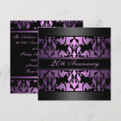 パープルダマスクデザインの結婚記念日招待状 招待状 (正面/裏面)