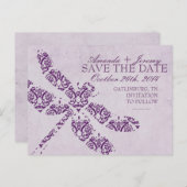 パープルダマスクトンボの結婚式 案内ポストカード (正面/裏面)