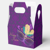 パープルダマスクプリムマスクパーティー フェイバーボックス (オープン)