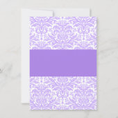 パープルダマスクプリンセスクラウンガールベビーシャワー 招待状 (裏面)