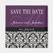 パープルダマスクモノグラムセーブザデートマグネット マグネット (正面)