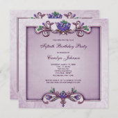 パープルダマスク50th Birthday Partyへの招待 招待状 (正面/裏面)
