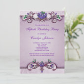 パープルダマスク50th Birthday Partyへの招待 招待状 (スタンド正面)