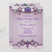 パープルダマスク50th Birthday Partyへの招待 招待状 (正面/裏面)