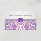 パープルダマスク、アメジスト写真結婚ズ座席表 プレイスカード (裏面)