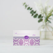 パープルダマスク、アメジスト写真結婚ズ座席表 プレイスカード (スタンド正面)