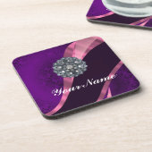 パープルダマスク&クリスタル コースター (左側)