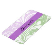 パープルダマスク，グリーンダマスク，あなたの名前 マグネット (左側)